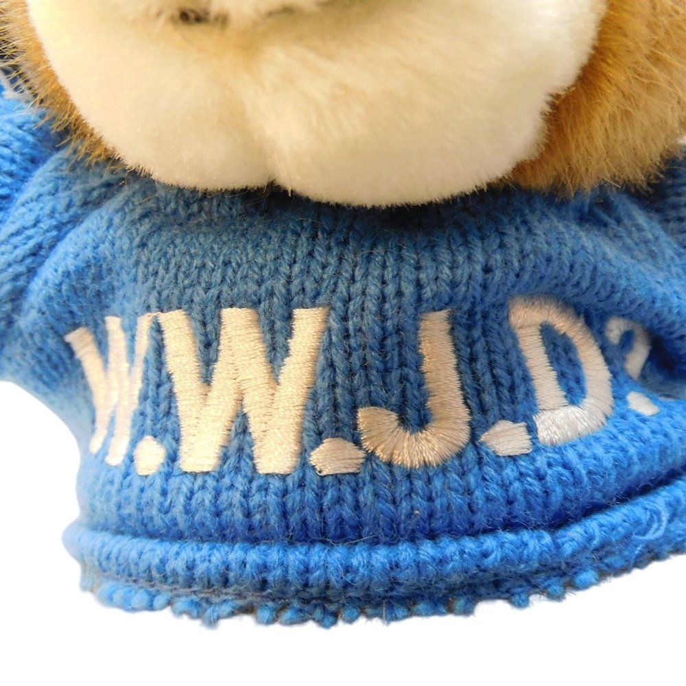 What Would Jesus Do Blue Sweater & Bracelet 8" Plush Bear W/Tags Stuffed Animal - Picture 6 of 9